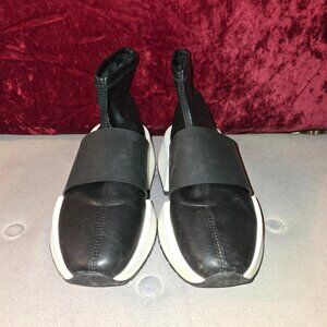 MM6 Maison Margiela High Top Leather Sneakers with Strap- Black- Size 8.5 / 39